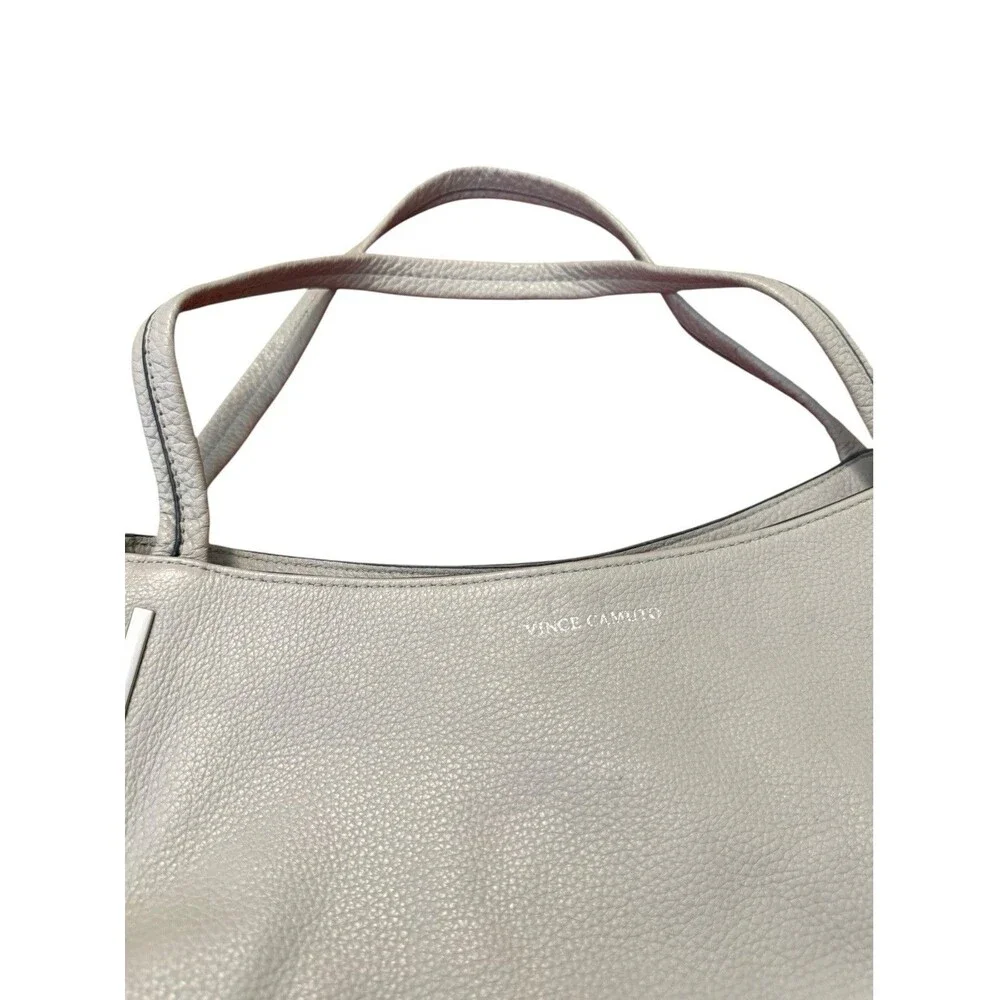 Vince Camuto Gray Pebbled Leather Oversized Tote Shoulder Bag Slouchy Hobo